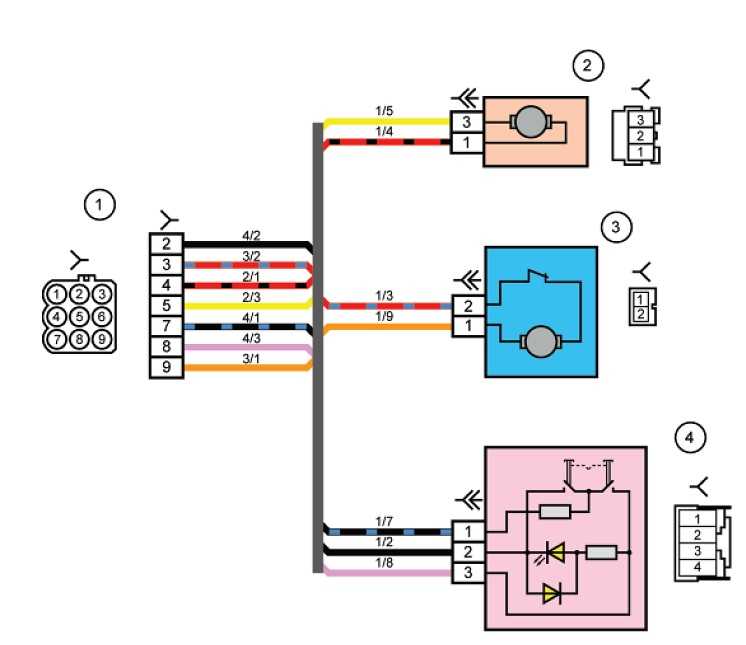 Схема проводов стеклоподъемников приора