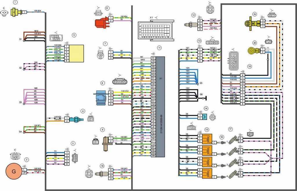 Цветная электрическая схема электрооборудования lada granta с описанием электропроводки
