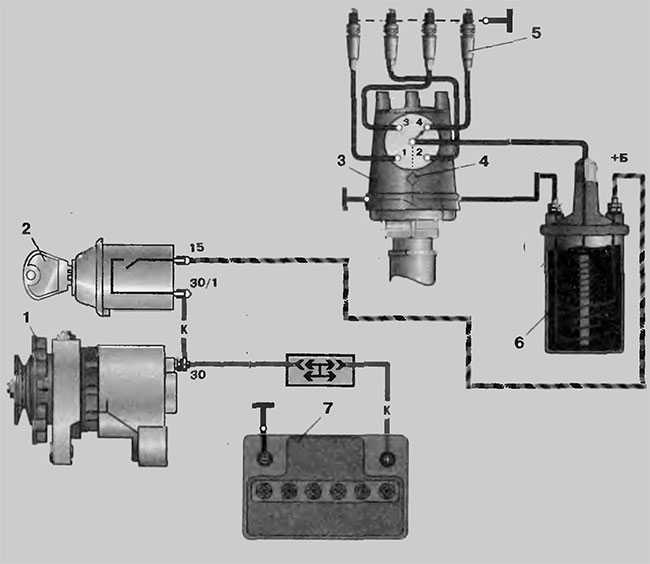 Схема контактного зажигания уаз