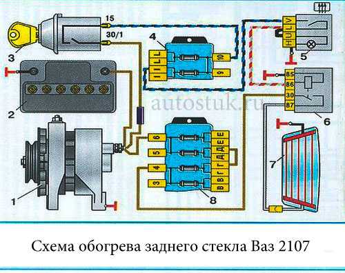 Схема обогрева заднего стекла ваз 2114 инжектор 8